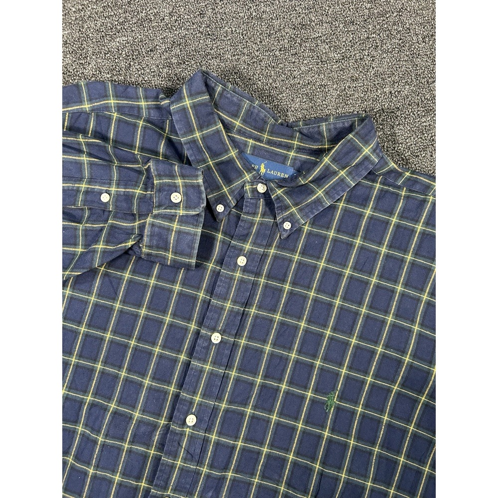 Ralph Lauren Shirt Men's 3XB Blue Check Button Down Preppy Pony Dress L/S